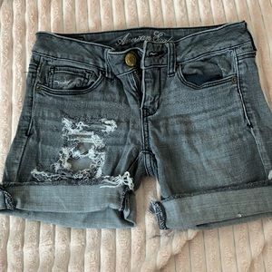 Black Denim Ripped Shorts